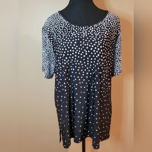 FIORI Polka Dot Short Sleeved Top, Crewneck, Size 1XL